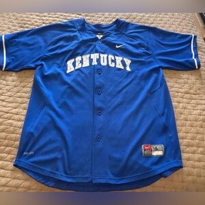 University Of Kentucky Nike Team Embroidered Blue Baseball Jersey Size Large